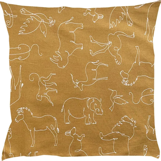 BINK Bedding Sierkussen Savanne 50 x 50 incl vulling camel, wit