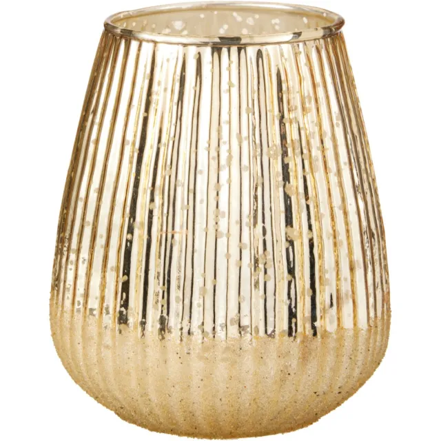 H&S Collection kaarshouder - goud - 15 x 13 cm - glas - theelichthouder/waxinelichthouder Goudkleurig