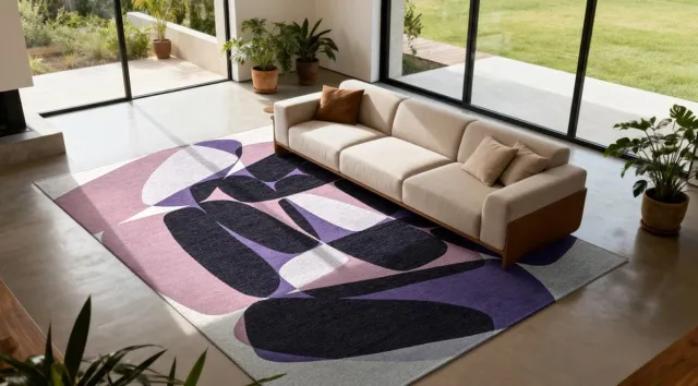 Louis de Poortere Wasbaar Binnen & Buiten Vloerkleed - 200 x 280 cm - Louis De Poortere Stones Eclipse - Laagpolig Tapijt - Gerecycled PET - Made in Belgium - Circulair Paars
