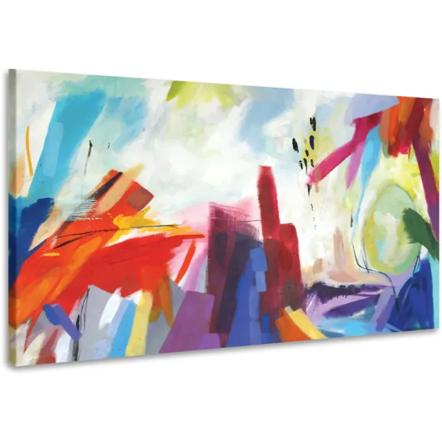 karo-art Schilderij - Abstract Aquarel (print op canvas), 2 maten, Premium print Multikleur