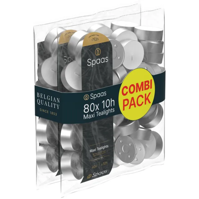 Spaas Theelichten Maxi Wit 10 Branduren - 2 x 40 stuks - Voordeelverpakking