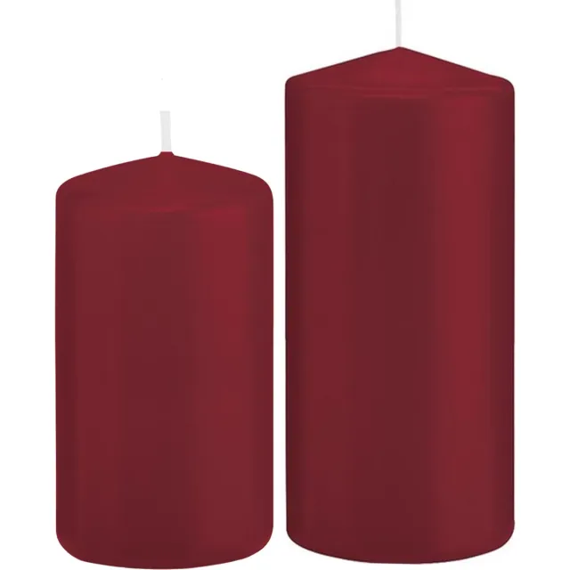 Trend Candles Stompkaarsen set 2x stuks bordeaux rood 12 en 15 cm