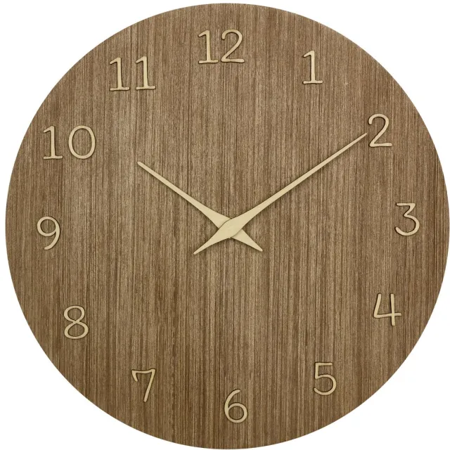 TFA Dostmann TFA Wandklok - donker naturel hout - D30 cm - hout - muur klok - rond