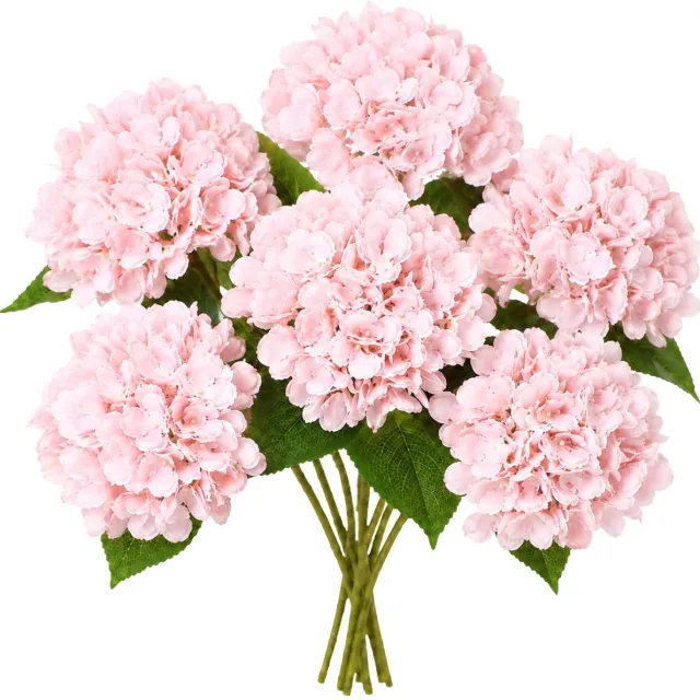 ROSIFY Kunstbloemen Kunst Hortensia - Nepbloemen - Kunstbloemen Boeket - Set van 6 stuks - 46cm - Roze