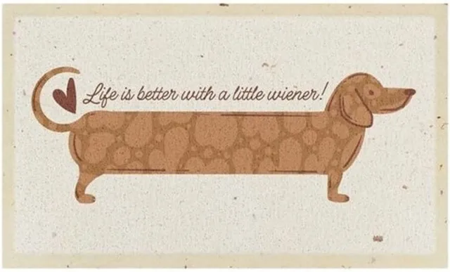 artsy Teckel Deurmat - Life Is Better With A Little Wiener - 70x40 cm Ecru