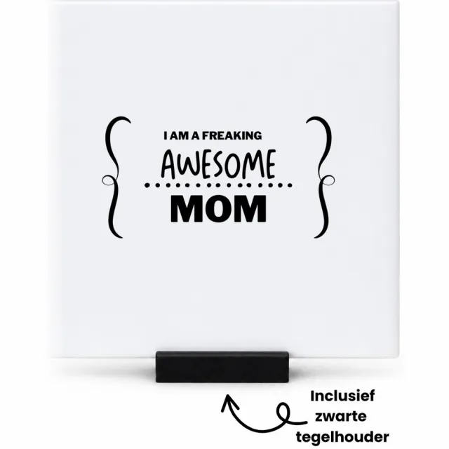 Hacebo I am a freaking awesome dad tegeltje met tegelhouder - Vader - geweldige vader - tegeltjes met tekst - liefste papa - verjaardag - cadeau - kado - bedankje - geschenk - spreuktegels - 10.8x10.8 CM Wit