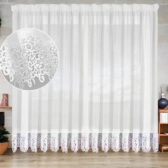 Glow Thuis vitrage - licht wit blauw - kant en klaar - vitrage gordijn- 500 x 250cm