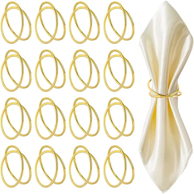 Ibenzoa Set van 16 Gouden Servetringen met Dubbele Spiraal Design – Elegant Tafeldecoratie voor Feesten en Bruiloften