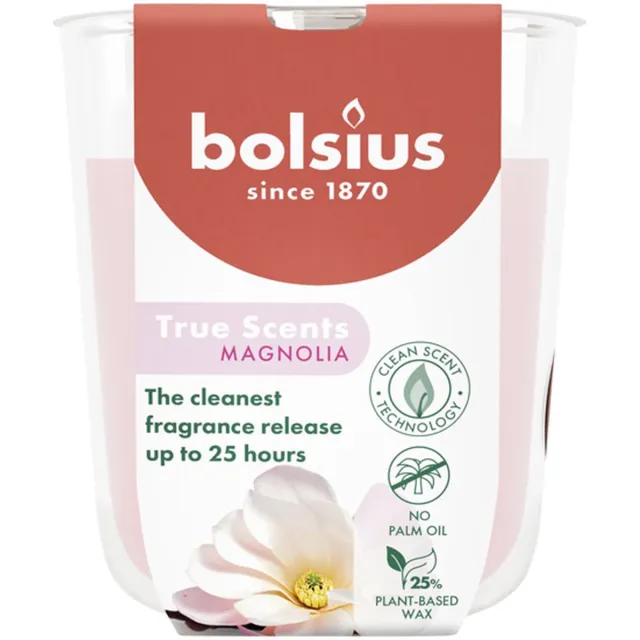 Bolsius 6 stuks Bolsius geurglas magnolia geurkaarsen 80/73 (25 uur) True Scents wit