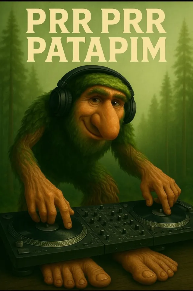 Alluvia Extra grote A1 Prr prr patapim (Italian brainrot) Poster Groen