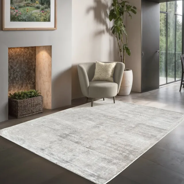 the carpet Janelle elegante hoge kwaliteit viscose woonkamer tapijt, prachtige handgeweven korte pool in premium kwaliteit, Grey, 120 x 170 cm