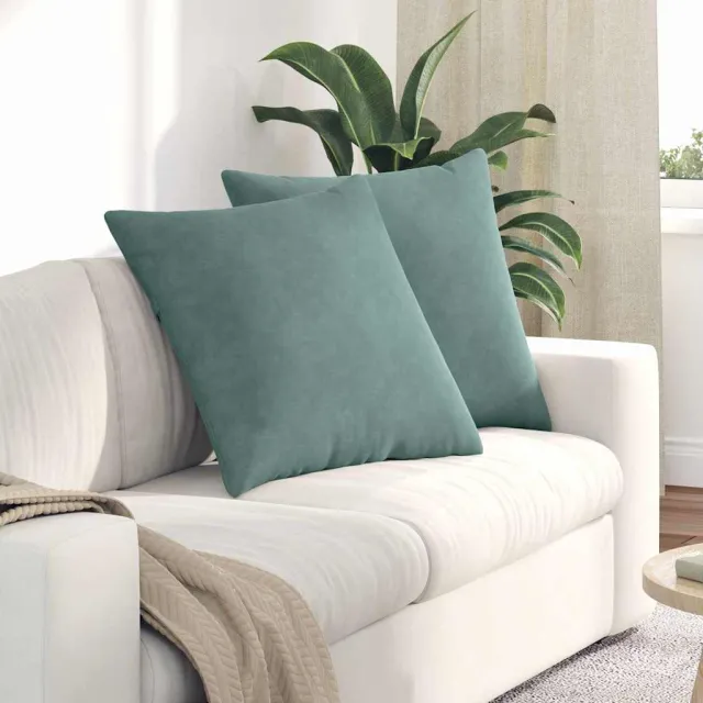 vidaXL Sofa Kussens 2 st fluweel Zeegroen 60 x 60 cm