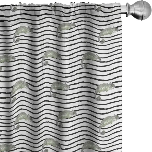 ABAKUHAUS Raamgordijnen Reptiel Strepen – 2x75x245 cm – Wit/Meerkleurig