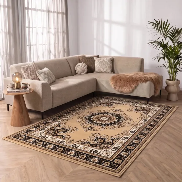 flycarpets Klassiek Beige Vloerkleed Tabriz - Oosters motief - Perzisch Tapijt - 80x150 cm