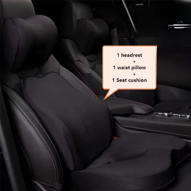 rimmo Auto Nek- en Lendenkussen Memory Foam – Ergonomische Hoofdsteun en Rugkussen voor Autostoel – Auto Accessoire tegen Nekpijn en Rugpijn – Comfort voor Lange Autoritten - Zwart