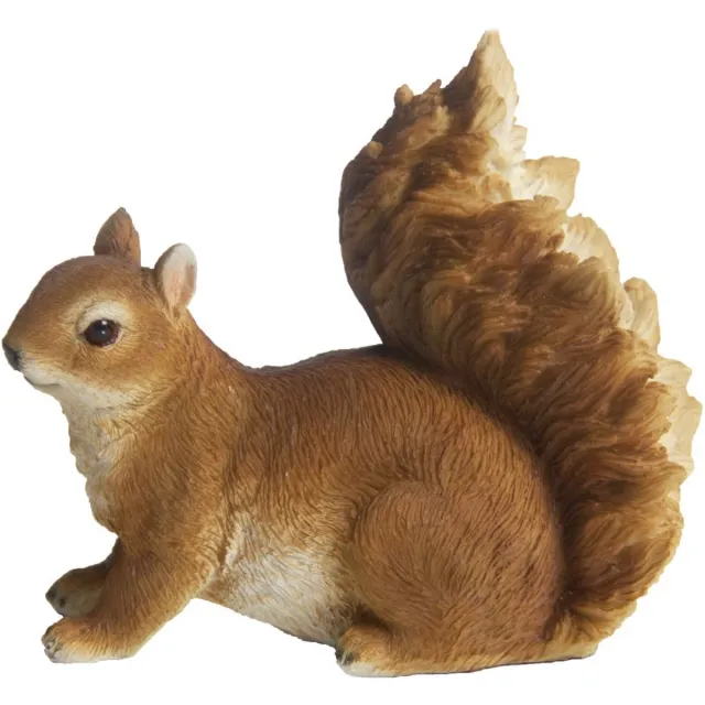 Esschert Design dieren beeldjes - eekhoorn - 14 x 13 cm - bosdieren - polyresin - decoratie - tuin en huis Lichtbruin
