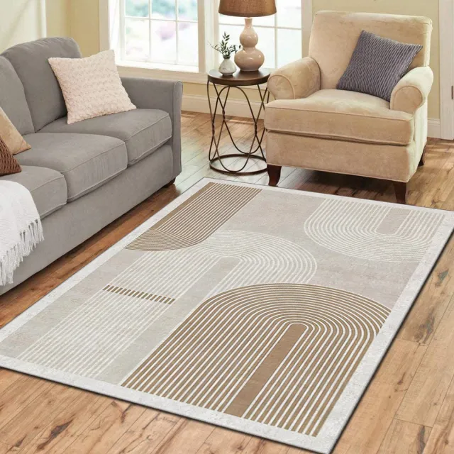 Zeo Wood Vloerkleed - Tapijt Woonkamer - Vloerkleed 160*230 cm - Anti Slip - Machinewasbaar Neutrale Regenbogen