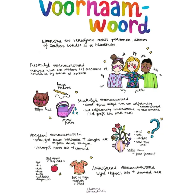 Flexjuf A3 poster - Taal - Voornaamwoorden Taal A3 Voornaamwoorden