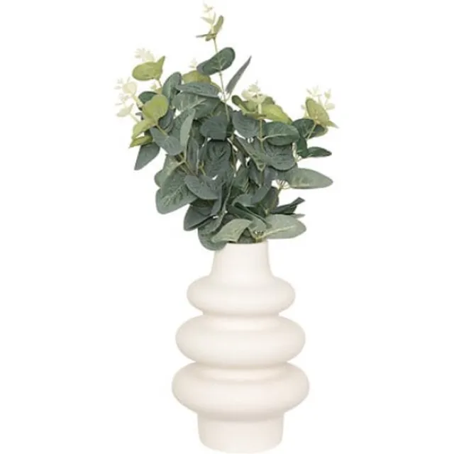 Atmosphera Kunstplant eucalyptus met keramieken vaas - 20x7x37cm - Wit Zwart