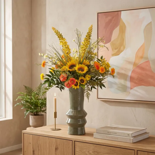 maxifleur Kunstplanten Kunstboeket Zairi Manita 100cm Geel