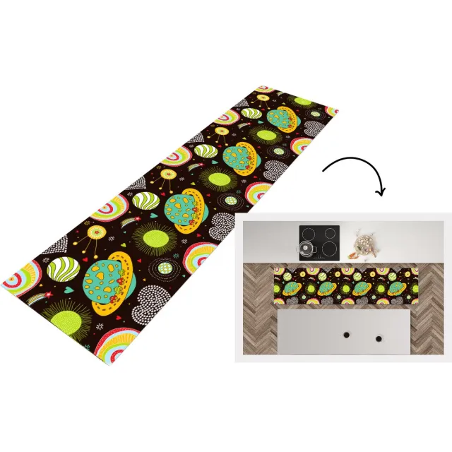 KitchenYeah Keukenloper - Loper keuken - Patronen - Ruimte - Planeten - Keukenloper vinyl Multicolor