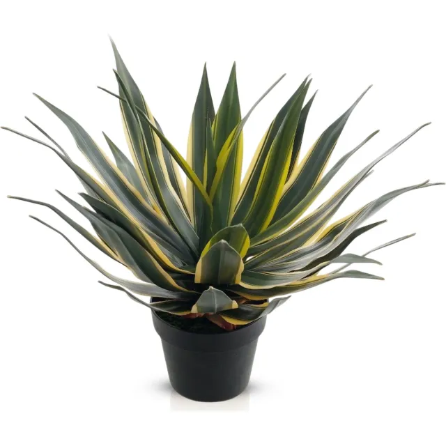 Meisterhome Kunstplant Agave 55 cm – Realistische Vetplant – Inclusief Pot – Onderhoudsvrij – Groene Kamerplant Decoratie