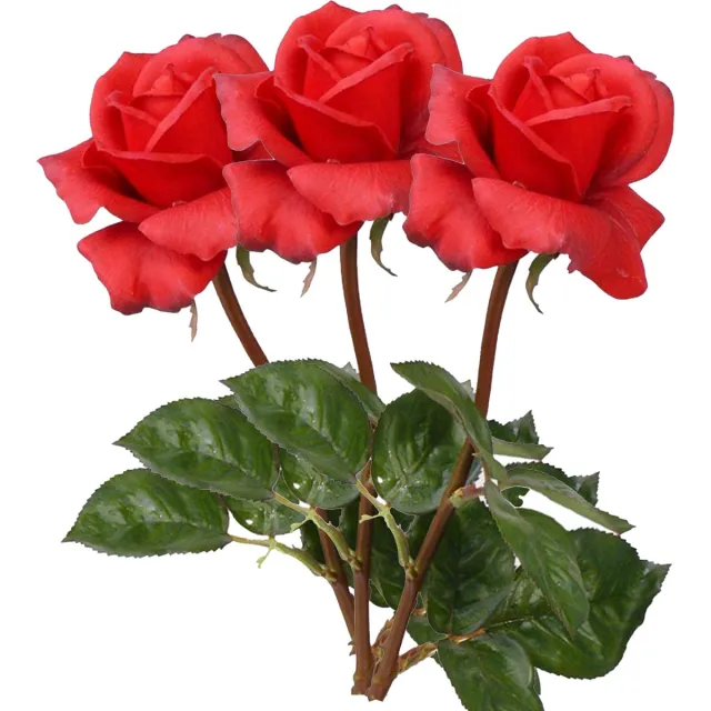 Top Art Kunstbloem roos Caroline - 3x - rood - 70 cm - zijde - kunststof steel - decoratie bloemen