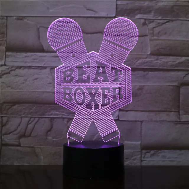 MC Living 3D Led Lamp Met Gravering - RGB 7 Kleuren - Beat Boxer