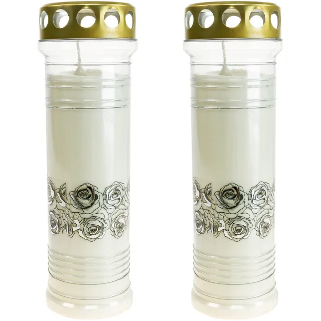 Viana Grafkaarsen rozen wit rouwlicht Ø7cm H23,5cm 100h 2st, 2 Stück
