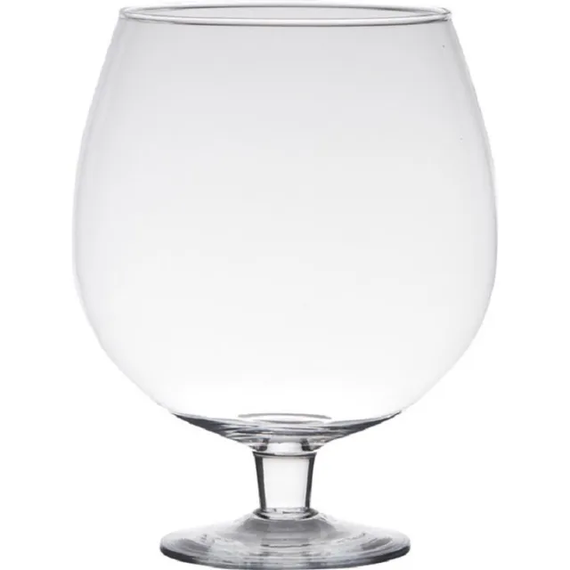 Hakbijl Glass Vaas Brandy - 20 cm - op voet - bloemenvaas - terrarium Transparant