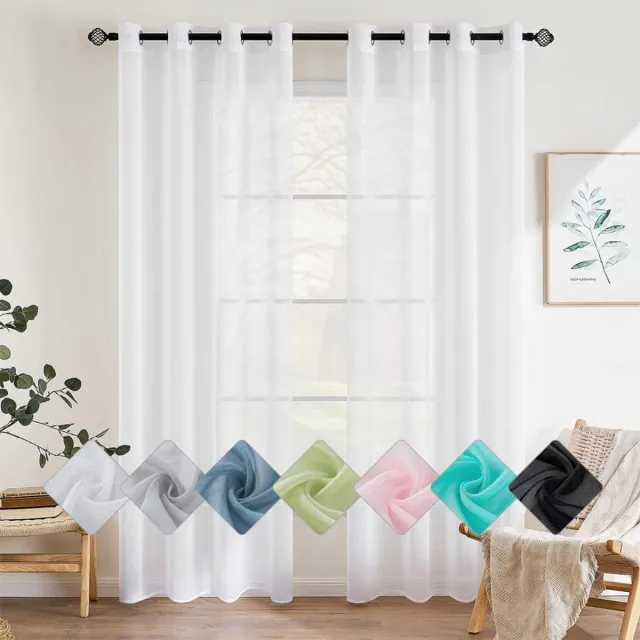 Unyqoos Transparante Luchtige Voilegordijnen Set van Twee voor Slaapkamer en Woonkamer, 140 x 145 cm, Wit