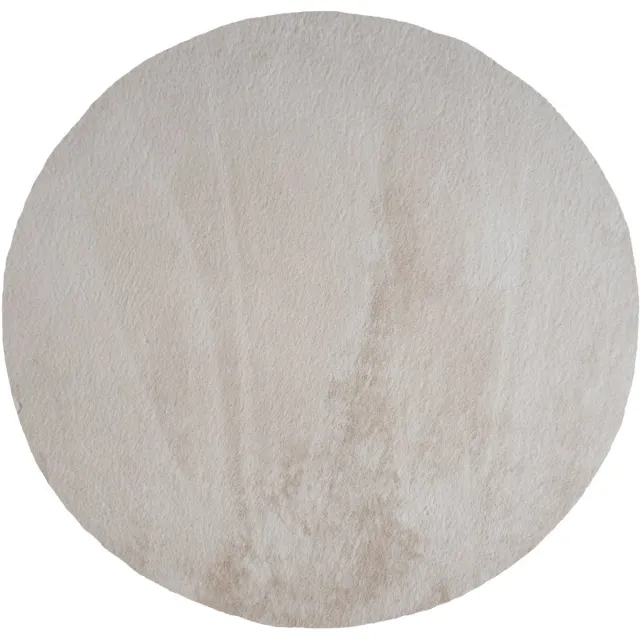 Veer Carpets Vloerkleed Velluto Beige - Rond ø200 cm - Hoogpolig Design Vloerkleed in Scandinavische / Hotel Chique Stijl