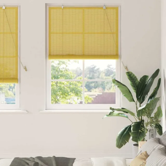 vidaXL Rolgordijn Geel 120 x 220 cm Bamboe