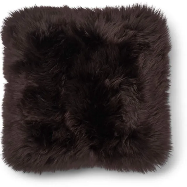 Sheepskin House Langharig Schapenvacht Kussen - 52x52 cm bruin/chocolate