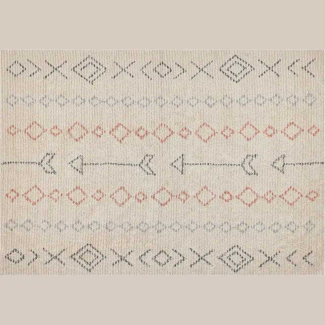 Beliani DISPUR - Laagpolig vloerkleed - Lichtbeige - 160 x 230 cm - Katoen