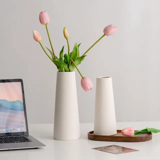 Ibenzoa Vaas van keramiek in crèmekleur voor stijlvolle interieurdecoratie en bloemendisplays Creme