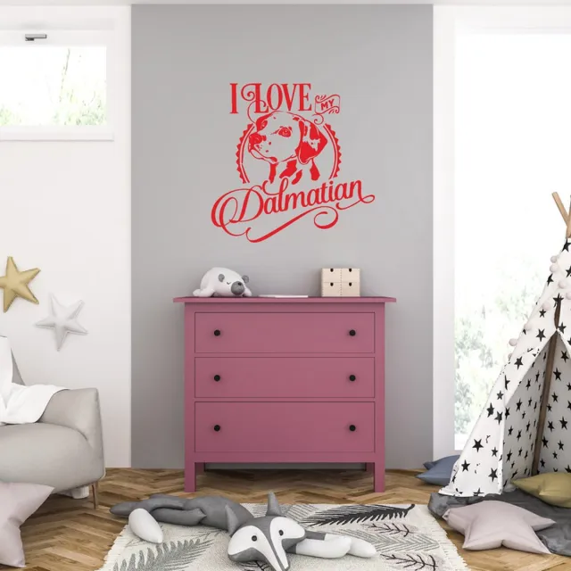 MC Living Muursticker - I Love My Dalmatian - 46,4 x 47,2 - Rood