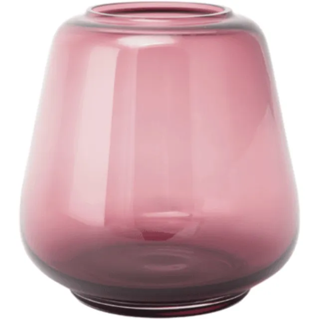 XLBoom Kuro Smooth Small PLUM roze – Mondgeblazen glazen vaas Ø 22,5 cm - Design interieuraccessoire