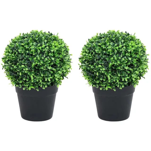vidaXL Kunstplanten met pot 2 st buxus bolvorming 37 cm groen