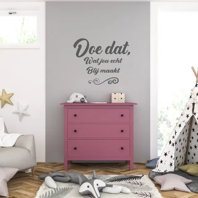 MC Living Muursticker - Doe Dat Wat Jou Echt Blij Maakt - 46,4 x 56,8 - Antraciet