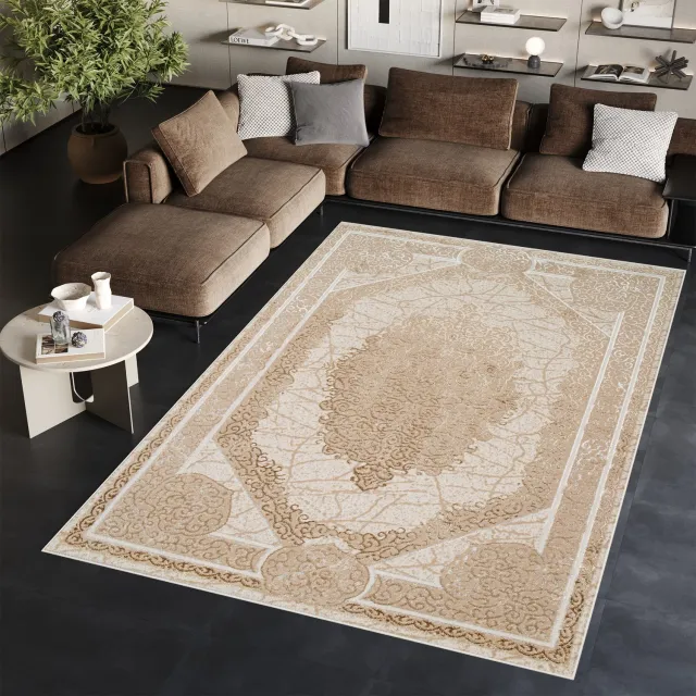 Tapiso Ares Vloerkleed Beige Laagpolig Woonkamer Oriental Tapijt Maat- 200x300 Bruin