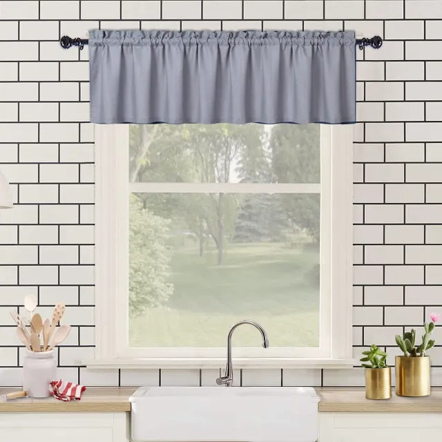 Ibenzoa Modern Grijs Keuken Gordijn – Relieflakensstof – 152cm x 38cm – Perfect voor Kleine Ramen