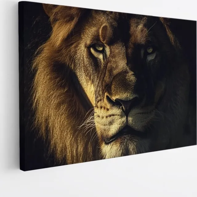 Saammp Canvas Schilderij - Leeuwen portret - Kunst - Dieren - Natuur - 100x75 - Foto op canvas - Wanddecoratie - Muurdecoratie Woonkamer - Slaapkamer decoratie - Canvas Print Multicolor