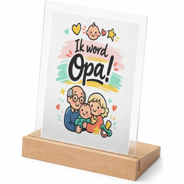 Mr Cadeautjes Glasframe met vaste tekst - design Een liefdevolle familiebekendmaking met dezelfde zachte past | cadeau Wit