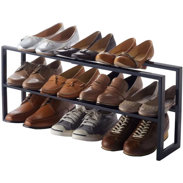 Ibenzoa Verstelbaar Minimalistisch Schoenenrek met Ruimtebesparend Ontwerp voor Maximaal 12 Paar Schoenen zwart