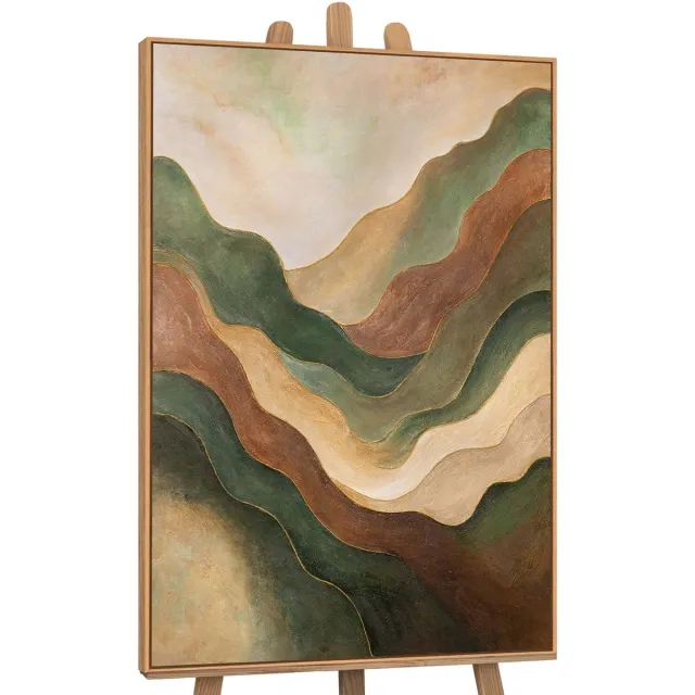 YS Canvas schilderij handgeschilderd dance of the hills abstract – YS-Art Gallery – Luxe wanddecoratie voor woonkamer – Modern schilderij voor slaapkamer en hal Wood