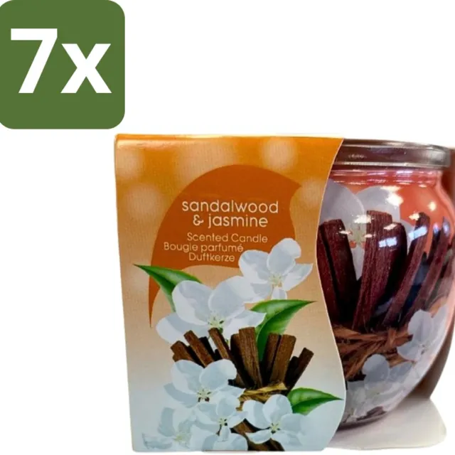 At Home 7 x At Home - Scents - Geurkaars - Sandalwood & Jasmin - 70 g - Geurkaars - Sandelhout - Jasmijn - Thuisgeur - Rustgevende Geur Bruin