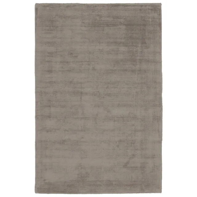 Padiro stijlvol laagpolig vloerkleed 80 x 150 cm - donkerbeige - modern effen ontwerp - voor vloerverwarming - van viscose en katoen