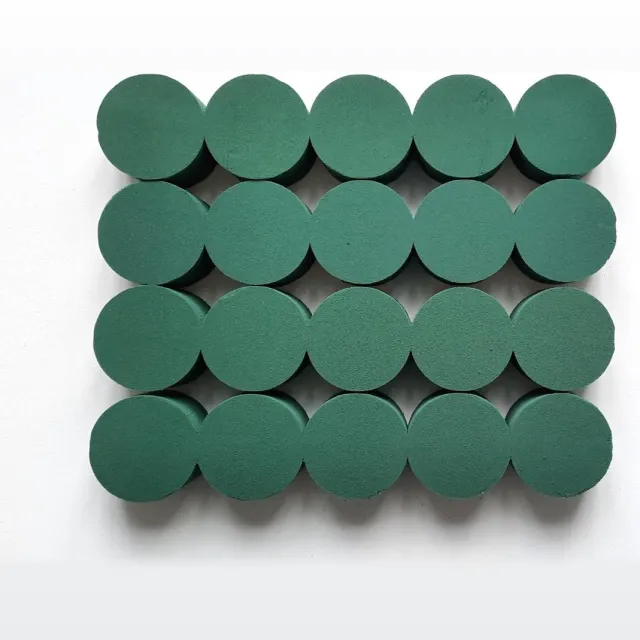 mosy Steekschuim - Rondjes Nat - 20 x Groen - Ø 8 - Hoogte 5 cm – Kerststukje maken - Bloemstukje maken - OAS-003