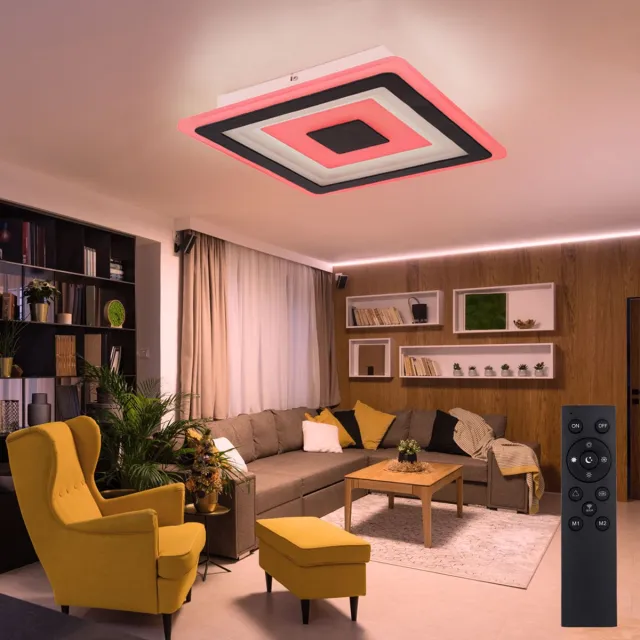 Globo LED plafondlamp woonkamerlamp eetkamerlamp, metaal acryl wit, dimbare afstandsbediening app/voice control Smart RGB CCT geheugen, 34W 1700Lm 3000-6500K, L 39,5 cm